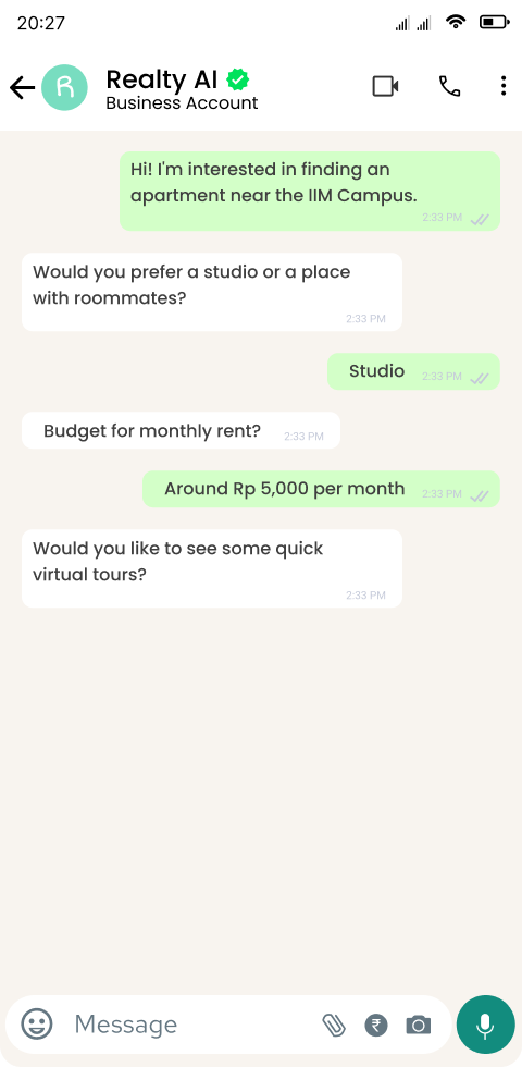 Virtual Property Tour WhatsApp Mockup