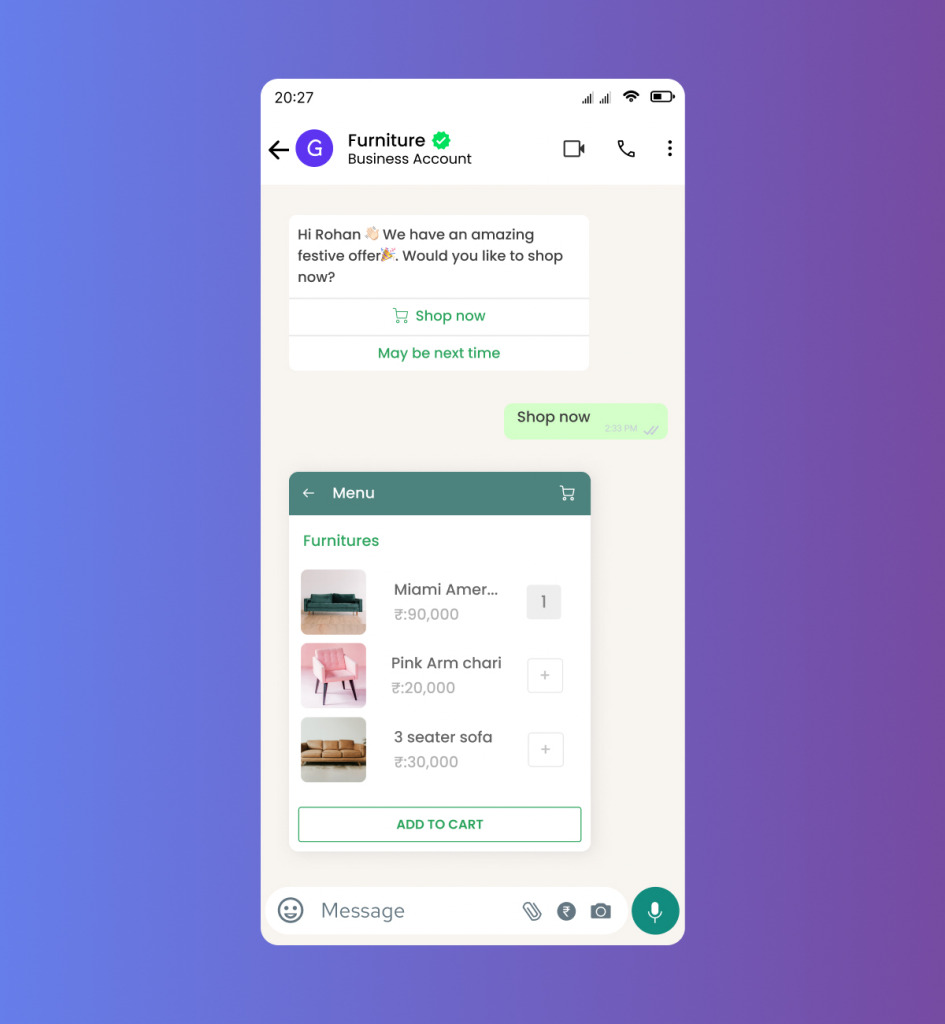 Whatsapp chatbot can start a conversation by offering discount