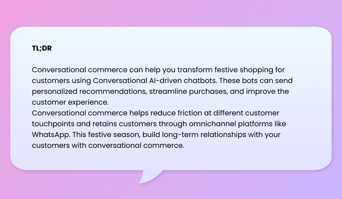 Conversational Commerce for Festive season