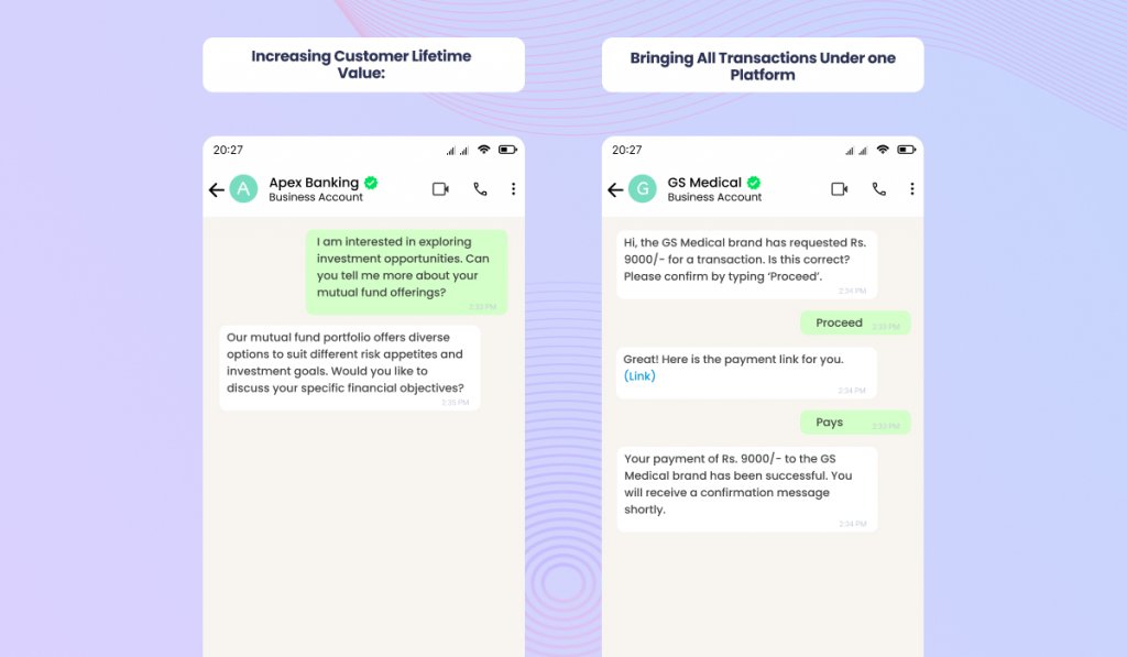 WhatsApp Mockups for Increasing Customer Lifetime Value and Bringing All Transactions Under One Platform