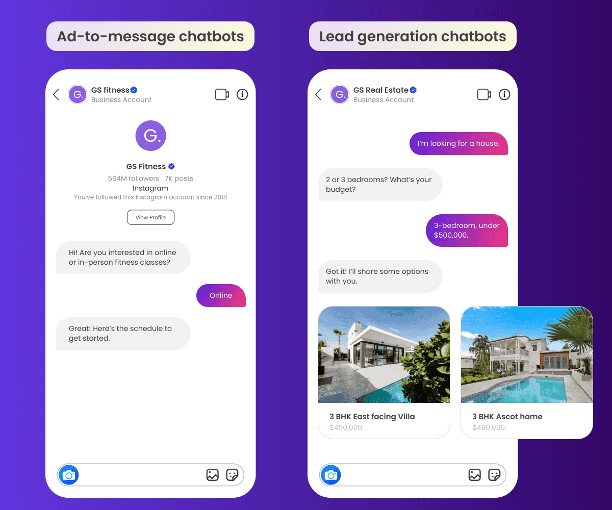 Types of Instagram chatbots 