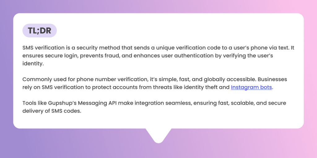 SMS Verification TL;DR