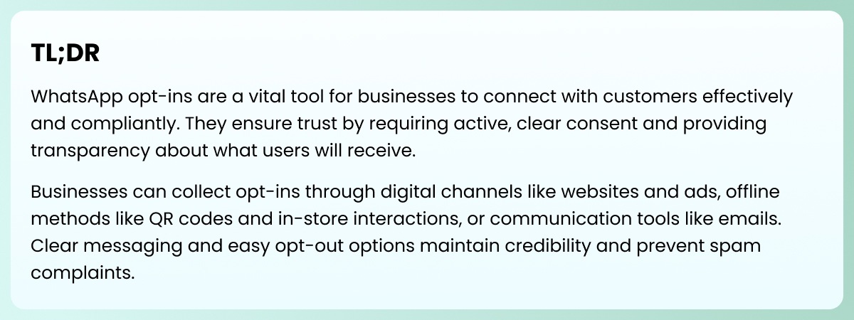 TL DR How To Collect Whatsapp Business Platform Opt-Ins