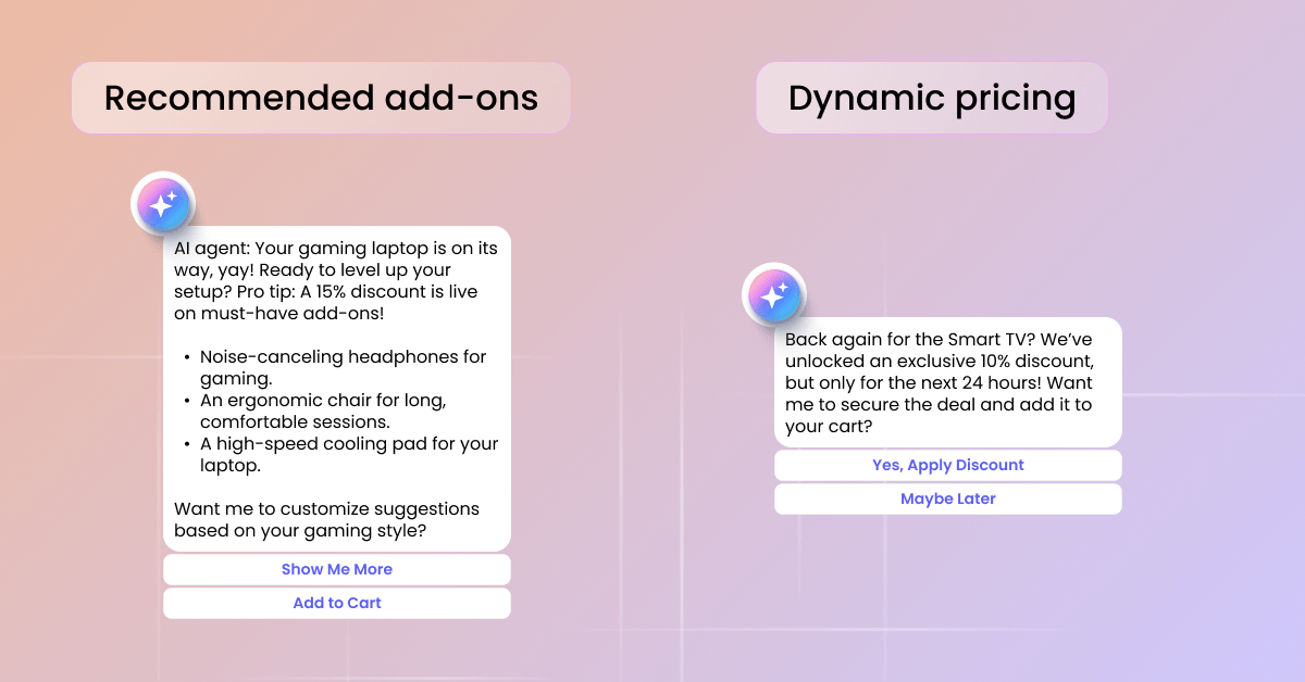 Recommended add ons and dynamic pricing