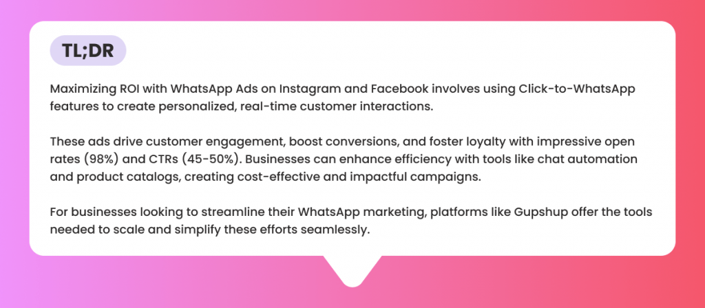 Maximizing ROI with WhatsApp Ads on instagram TL;DR