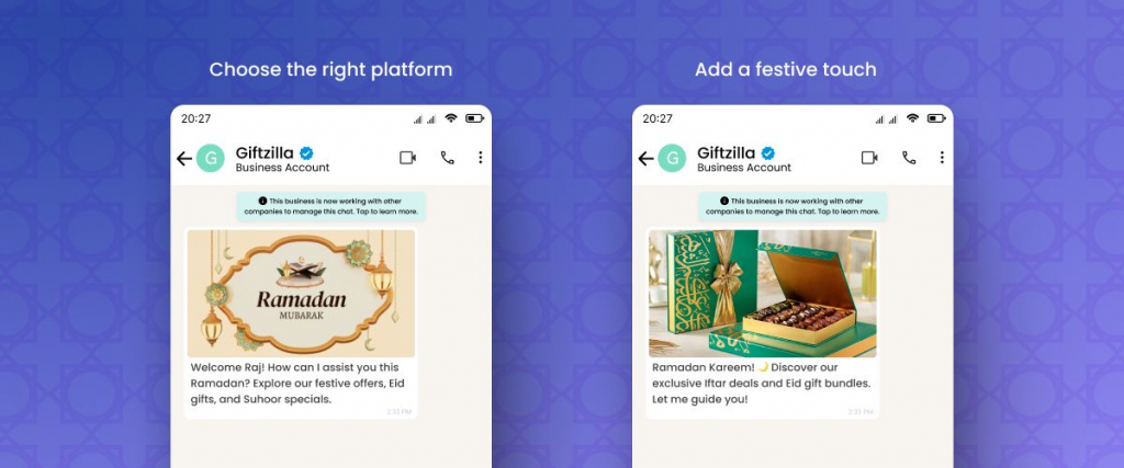 Choose the right platform such as WhatsApp and add Ramadan festive touch to your messages